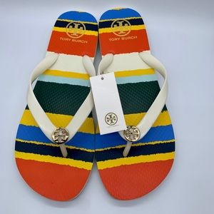 Tory Burch balloon stripe flip flops